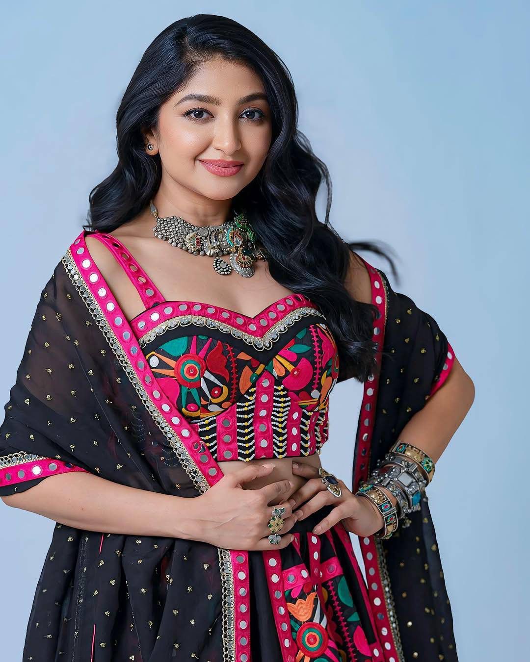 Black Tone Mirror Lehenga - Image 3