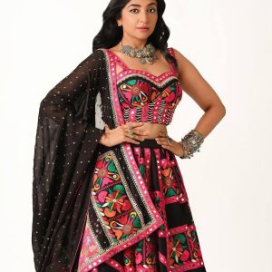 Black Tone Mirror Lehenga