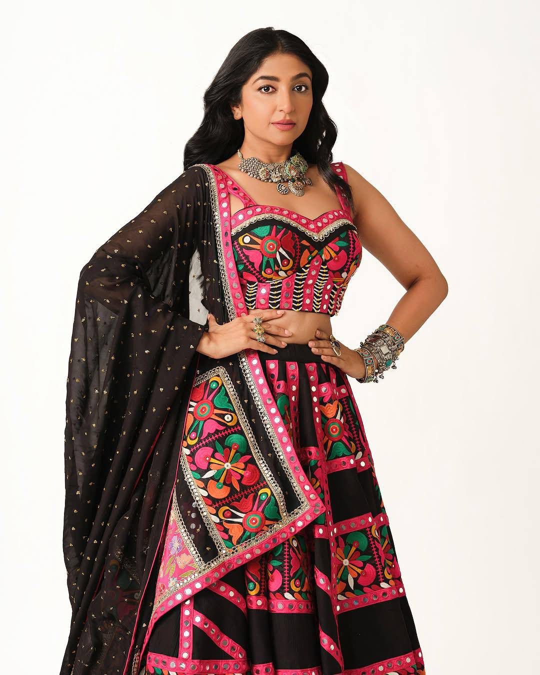Black Tone Mirror Lehenga