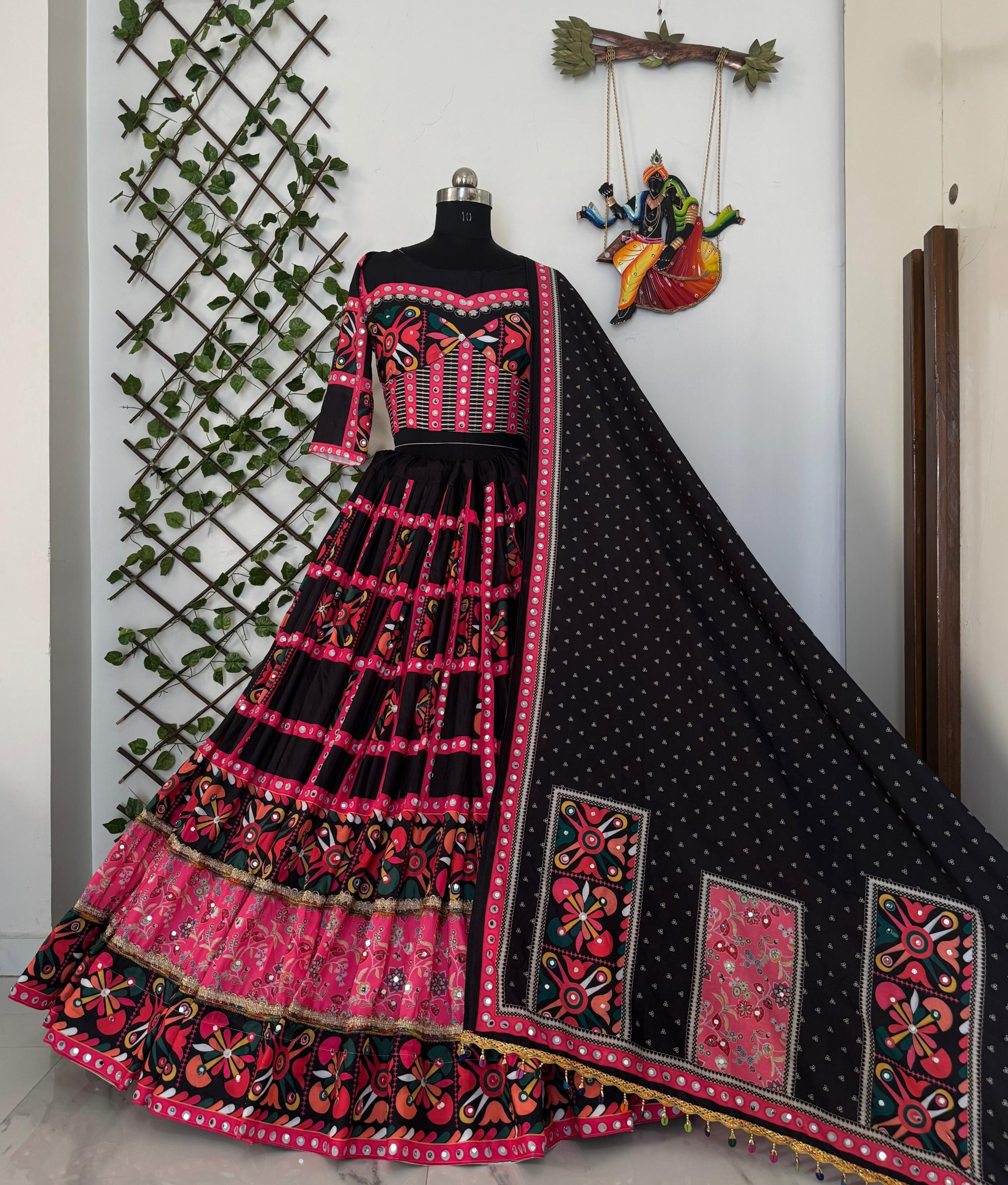 Black Tone Mirror Lehenga - Image 4