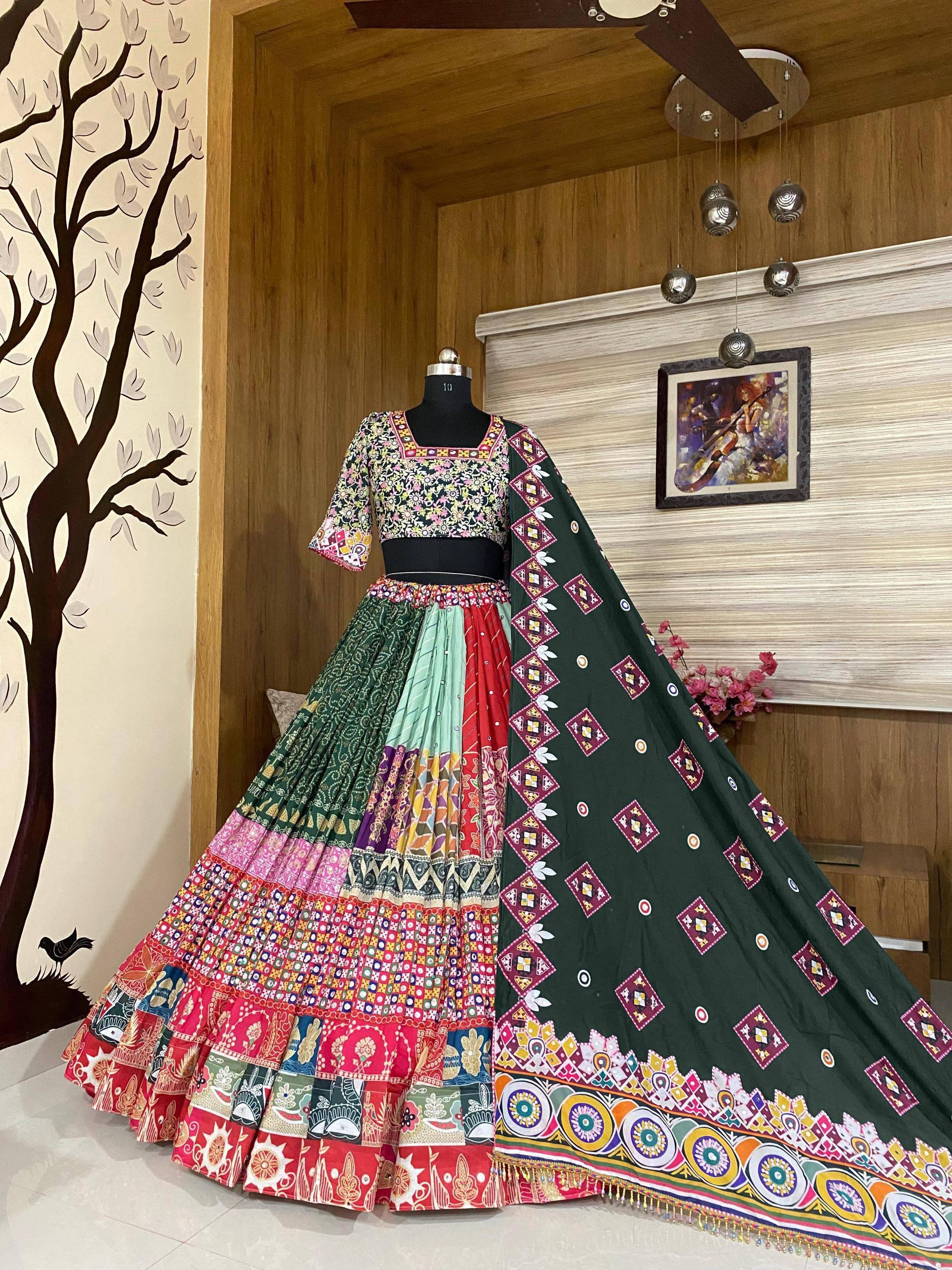 GREEN CHANIYA CHOLI COTTON BLEND - Image 6