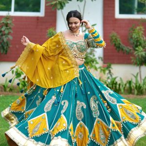 Emerald Bloom Mirror Work Lehenga Set