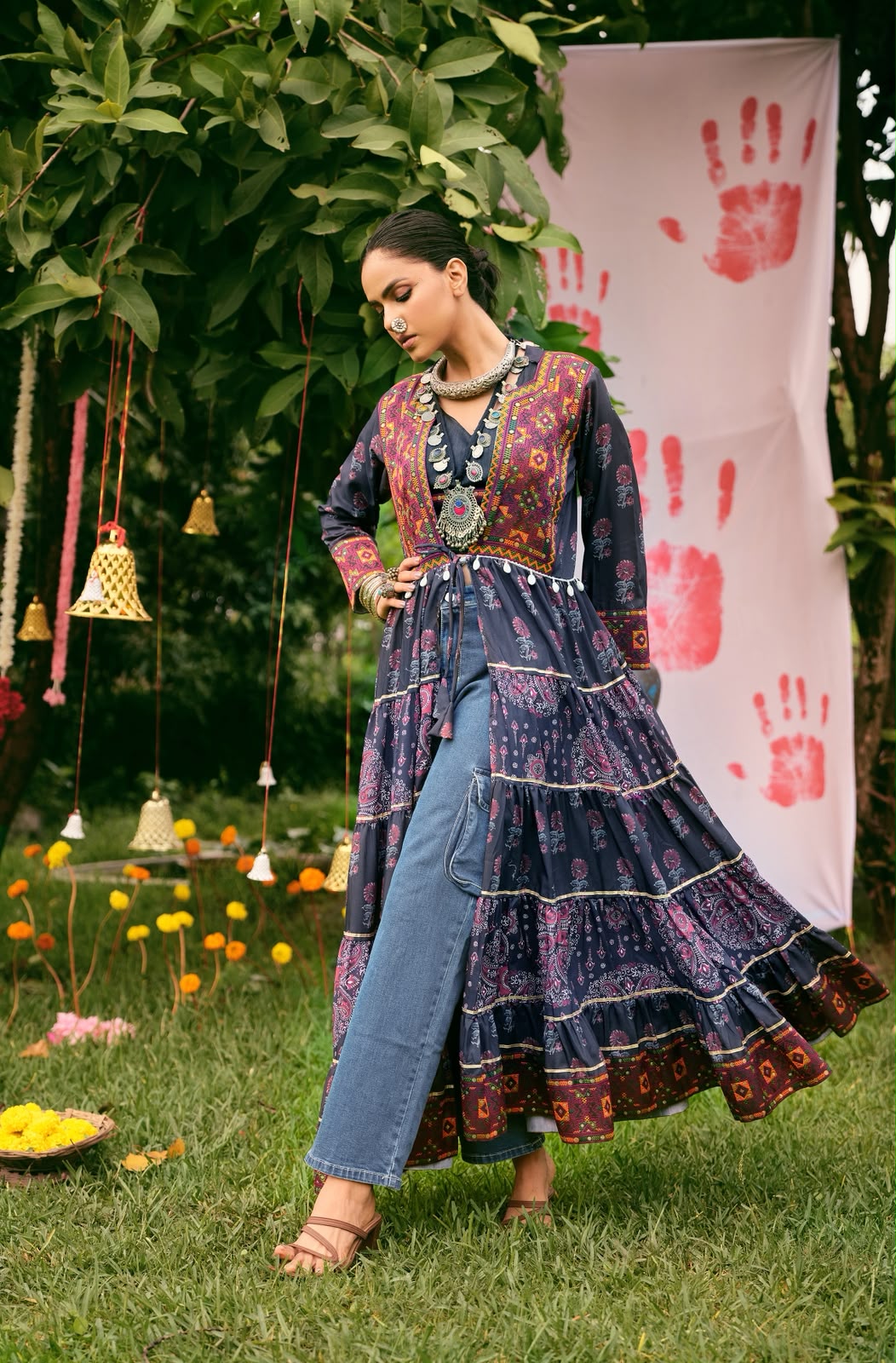 Indigo Heritage Tiered Maxi Jacket - Image 8