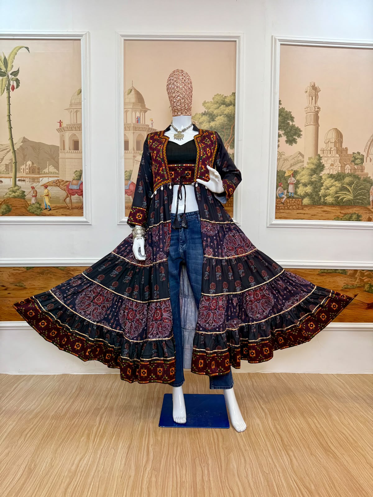 Indigo Heritage Tiered Maxi Jacket - Image 9