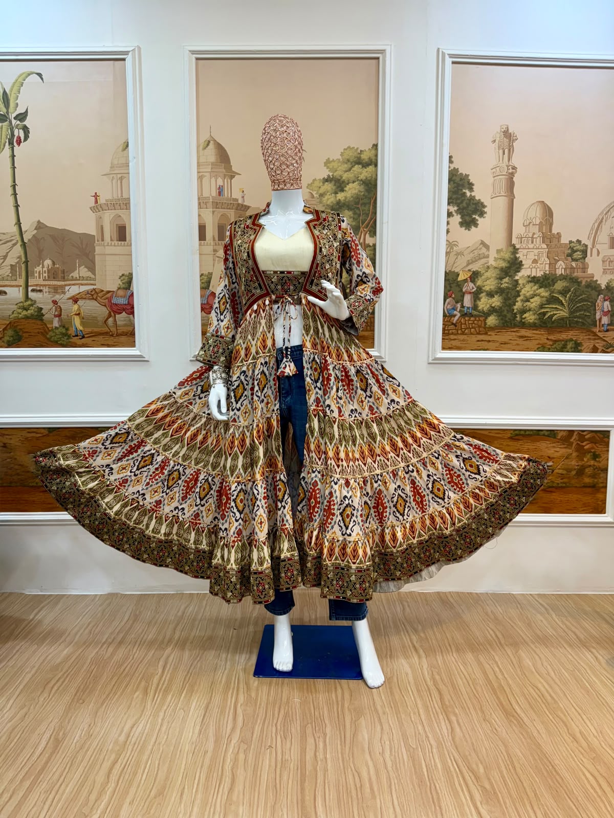 Indigo Heritage Tiered Maxi Jacket - Image 5