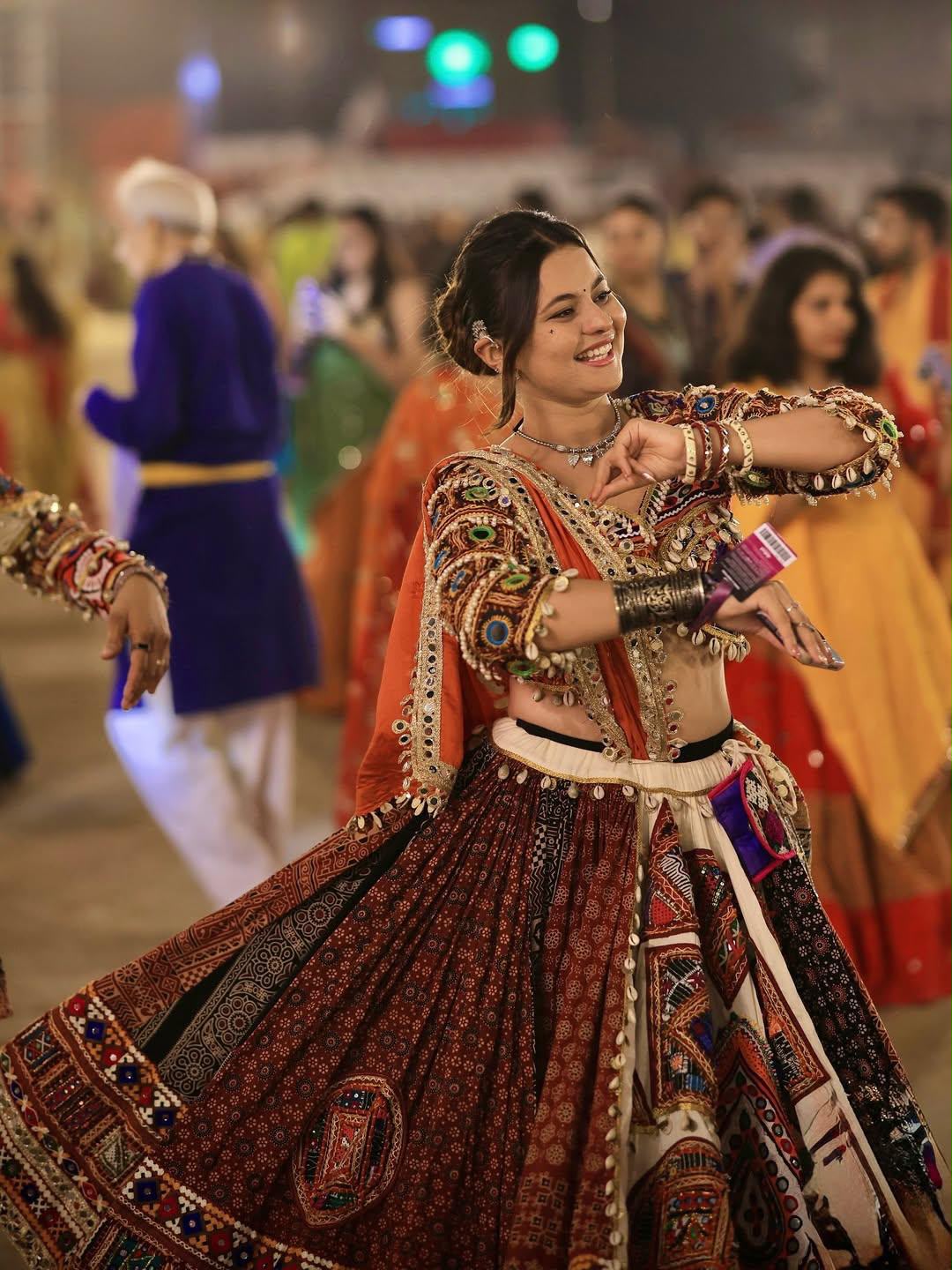 Heavy Black And Orange Chanya Choli