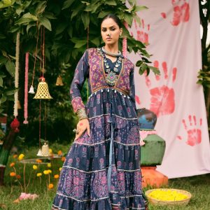 Indigo Heritage Tiered Maxi Jacket