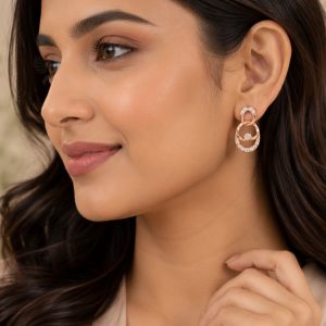 Rose Gold Zircon Drop Earrings