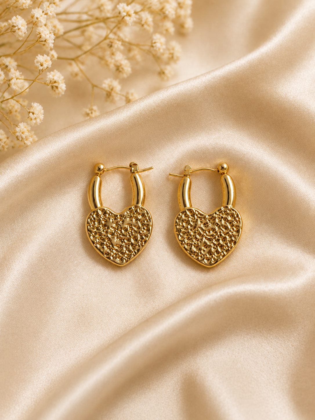 Gold Plated Anti Tarnish Heart Earrings